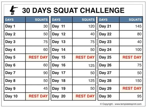 Squat And Ab Challenge, Challenge Calendar, 30 Day Squat, 30 Day Squat Challenge, Promotional Calendar, Schedule Calendar, Blank Calendar Template, Squat Challenge, Monthly Calendar Template