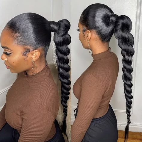 Braided Ponytail Black Hair, Natural Hair Ponytail, Black Ponytail, Weave Ponytail Hairstyles, Sleek Ponytail Hairstyles, Black Ponytail Hairstyles, Twist Ponytail, Nice Hair, Twist Braid Hairstyles