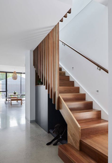 Houzz announces Best Of Houzz 2020 winners - The Interiors Addict Bespoke Staircases, Timber Stair, Wooden Staircase, Open Trap, Timber Staircase, Designer Homes, Contemporary Staircase, Timber Slats, Staircase Makeover