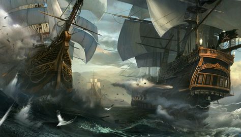 Galleon Ship, Iphone Wallpapers, Sea Of Thieves, Navi A Vela, Pirate Adventure, Pirate Art, Pirate Life, Assassins Creed, Fantasy Artist