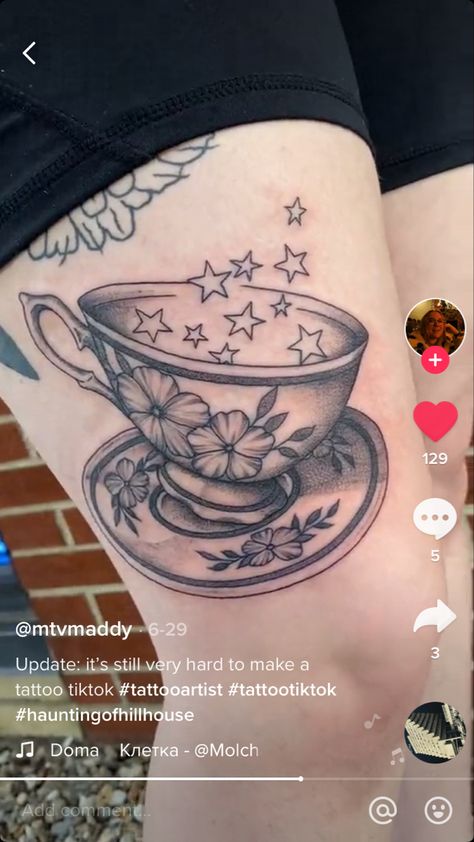 Haunting Of Hill House Tattoo, Hill House Tattoo, Cup Of Stars, Haunted House Tattoo, The Haunting Of Hill House, House Tattoo, Haunting Of Hill House, Crane Tattoo, Stars Tattoo