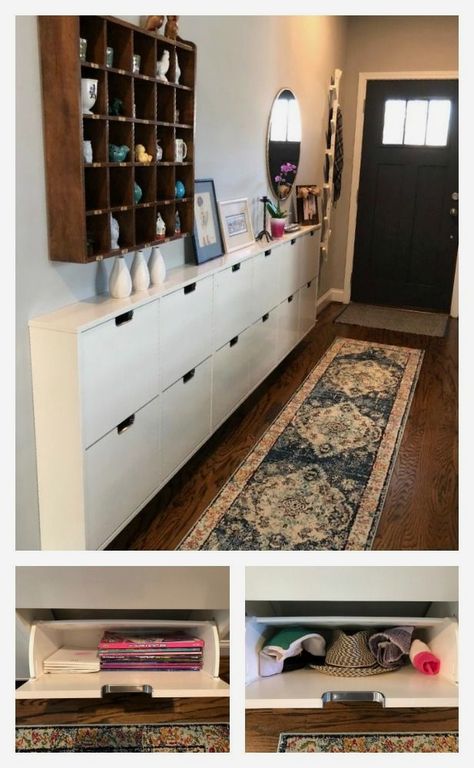 #ikeahacks #furnitureideas #furniture Ikea Small Spaces, Ikea Hack Bedroom, Ikea Hack Storage, Vstupná Hala, Shoe Storage Small Space, Ikea Hack Ideas, Small Entryways, Ikea Furniture Hacks, Foyer Decorating