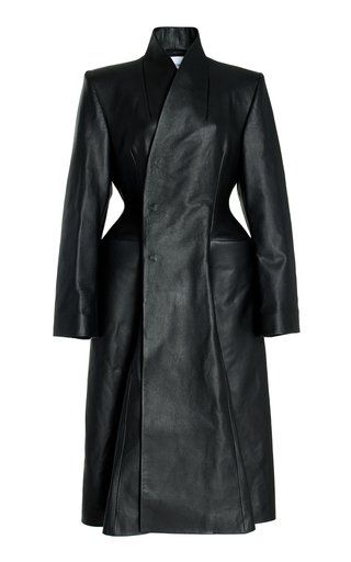 Hourglass Coat, Leather Couture, Stylish Winter Coats, Ladies Coat Design, Balenciaga Clothing, Balenciaga Fashion, Balenciaga Leather, Designer Coats, Alex Perry