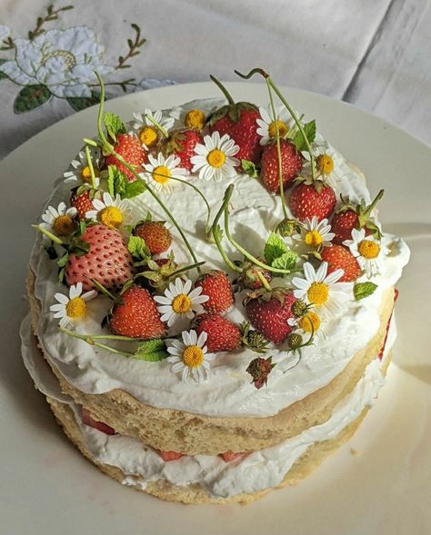 Cottage Core Cake Aesthetic, Cottage Core Snacks, Summer Cake Aesthetic, Cottage Core Cakes, Rachael Core, Flower Cake Aesthetic, Cottage Core Cake, Sandy Core, Cottage Core Baking