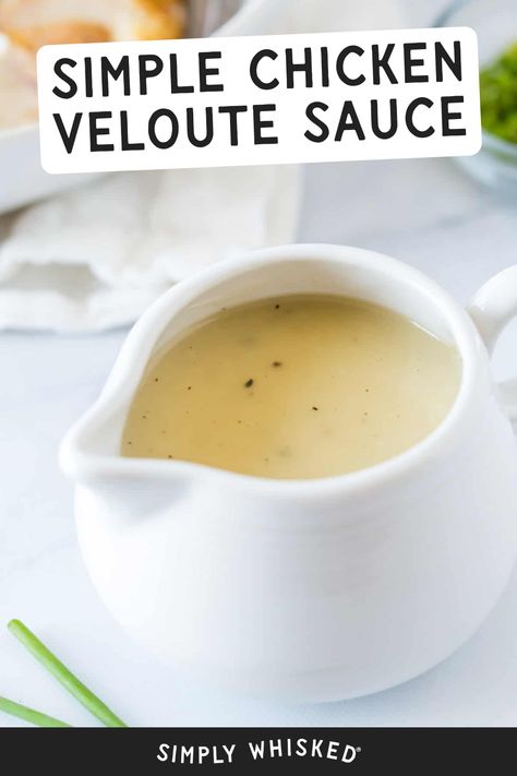 One easy swap makes this simple chicken veloute sauce (also known as velouté sauce) a dairy free version of the classic French sauce. Serve it with basic sautéed chicken breast or as a gravy for rotisserie chicken. It can work wonders for accidentally dry chicken. Quick Sauce For Chicken, Sauce For Chicken Breast, Chicken Veloute, Dairy Free White Sauce, Creamy Sauce For Chicken, Chicken White Sauce, Sautéed Chicken, Cream Sauce For Chicken, Chicken Melts