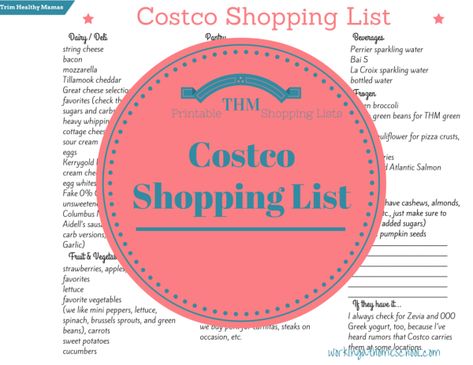 Gluten-Free, Healthy, Real-Food Trim Healthy Mama Shopping List for Costco! Thm Meal Plans, Paleo Shopping List, Costco Shopping List, Low Carb Grocery List, Gluten Free Shopping, Costco Shopping, Paleo For Beginners, Trim Healthy Momma, Keto Shopping List