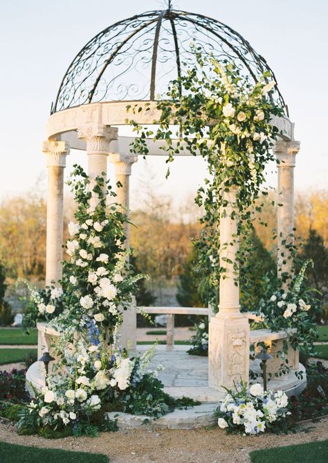 Outdoor Wedding Altars, Gazebo Wedding Decorations, Knotting Hill, Gazebo Decorations, Gazebo Wedding, Wedding Altars, Dfw Wedding, Wedding Venue Decorations, Venue Decor