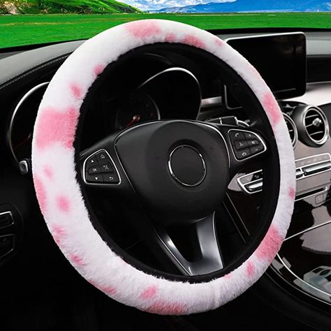 Pink Cow Print Car Accessories, Cute Steering Wheel Covers, Ray Ray, Inside Car, Easter Nail, Winter Car, Interior Decoration Accessories, Beetle Convertible, Car Tattoos