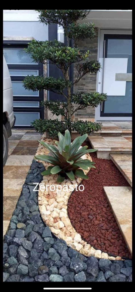 Small Square Landscaping Ideas, Stone Landscaping, Small Front Yard Landscaping, Rock Garden Design, Front Yard Garden Design, Stone Garden, Rock Garden Landscaping, Diy Backyard Landscaping, Outdoor Gardens Design