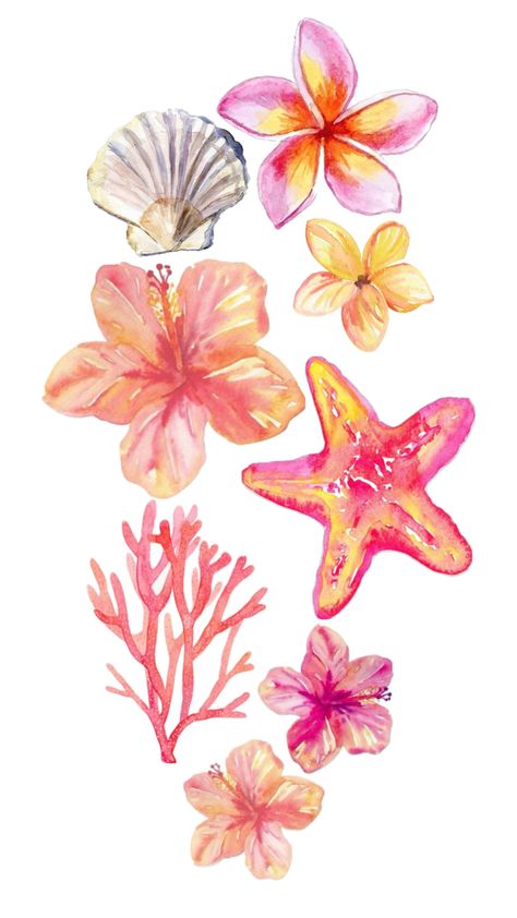 Printable Beach Pictures, Aesthetic Posters Flowers, Summer Flower Watercolor, Beach Posters Aesthetic, Aesthetic Beach Drawing, Summer Posters Aesthetic, Summer Illustration Art Drawings, Pictures To Put On Your Wall, Beach Aesthetic Drawing