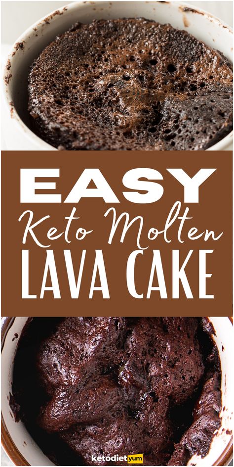 Best Keto Lava Cake - A molten chocolate low-carb lava cake with a decadent and rich flavor that manages to stay keto-friendly with only 4g of net carbs! Keto Lava Cake, Chocolate Molten Lava Cake, Lava Cake Recipe, Molten Lava Cake, Chocolate Lava Cake Recipe, Keto Cupcakes, Lava Cake Recipes, Keto Chocolate Cake, Postre Keto