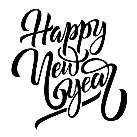 Vector happy new year black handwriting ... | Premium Vector #Freepik #vector #year-party #congratulations #party-celebration #typography-lettering Russian Calligraphy, Happy New Year Calligraphy, New Year Lettering, Card Lettering, Health Wealth And Happiness, Graphic Design Inspiration Poster, Happy New Year Vector, Beautiful Lettering, Bullet Journal Lettering Ideas