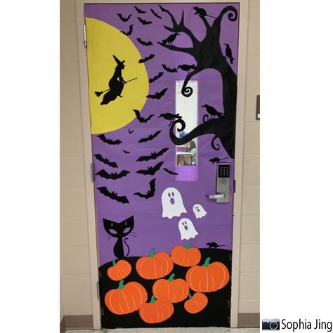 Make your classroom the spooky place to be with a haunted Halloween themed door! With our variety of Halloween themed cut-outs, easily transform your classroom door into a haunted pumpkin patch like this one with pumpkins, witches, cats and more. The possibilities are endless with Creative Shapes Etc. products, so get your Halloween cut-outs today! (Click on the items in the picture to see what CSE products you could use).🎃 Halloween Door Decorations Hospital, Halloween Door Ideas Classroom, Pumpkin Patch Door Decoration, Pumpkin Door Decoration, Haunted House Classroom Door, Classroom Haunted House, Pumpkin Patch Door Decorations Classroom, Pumpkin Door Decorations Classroom, Halloween School Door