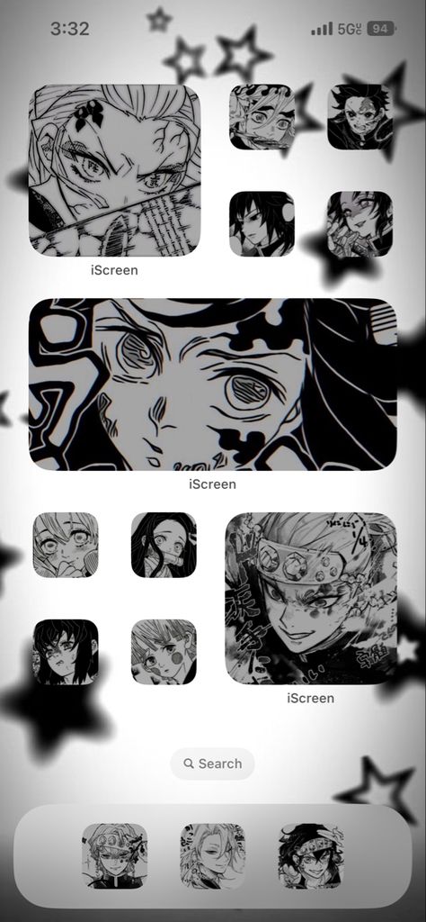 Demon Slayer Homescreen, Iphone App Layout, App Layout, Homescreen Layout, Phone Organization, Phone Design, Mobile Design, Phone Themes, Iphone Apps