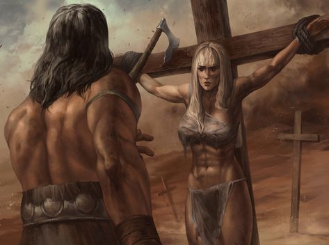 ArtStation - Freelance work: Conan the Barbarian saves Gabriela's life Conan The Barbarian Art, Barbarian Art, Hyborian Age, Conan Exiles, Adventure Inspiration, Conan The Barbarian, Red Sonja, Body Motivation, Freelance Work