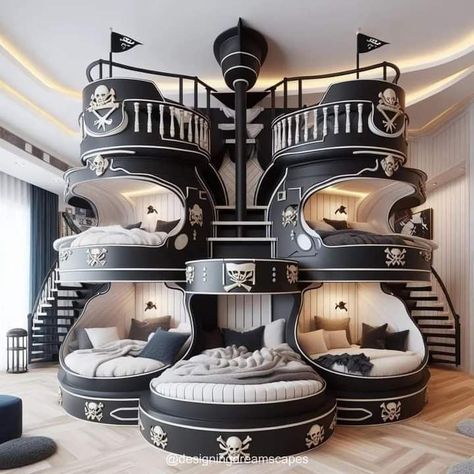 Small Kids Bedroom Ideas For Boys, Bunk Bed Boys Room, Wall Bunk Beds, Pirate Ship Bed, Bunk Beds For Boys Room, Amazing Bedroom Designs, Dream Bedroom Inspiration, Bunk Bed Designs, Rum Cake