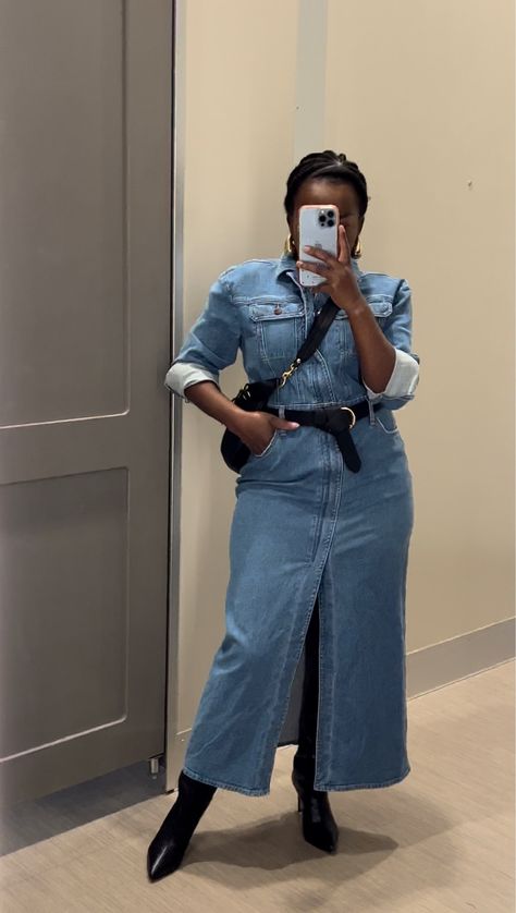 Shop Women's Long Sleeve Denim Maxi … and other curated products on LTK, the easiest way to shop everything from your favorite creators. Long Denim Dress Outfit Fall, Long Denim Dress Outfit, Denim Dress Outfit Winter, Denim Dress Outfit Fall, Dress Outfit Fall, Denim Dress Outfit, Long Denim Dress, Winter Dress Outfits, Fall Dress Outfit