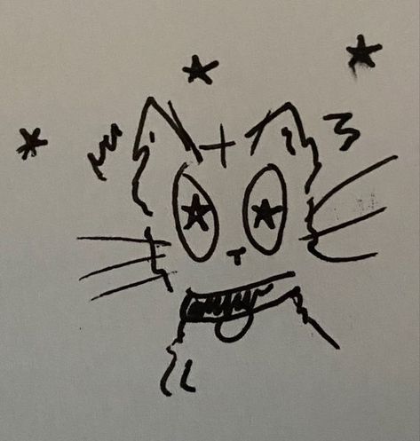 small little cat doodle 📼 Derpy Cat Doodle, Skrunkly Cat Drawing, Punk Doodles Easy, Small Cat Doodle, Draw Small Things, Small Creepy Doodles, Mini Drawings Easy, Little Cat Doodle, Small Cat Drawing