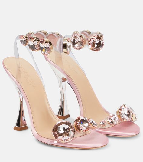 Diamond Clash Embellished Sandals in Pink - Giambattista Valli | Mytheresa Event Shoes, Shiny Shoes, Boot Jewelry, Embellished Sandals, Womens Shoes High Heels, Giambattista Valli, Footwear Design Women, Dream Shoes, Trendy Shoes