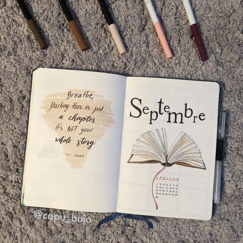 September Bujo, September Bullet Journal, Ballet Basics, Bullet Journal September, Bullet Journal Month, Journal Layouts, Bullet Journal Quotes, Bullet Journal Cover Page, Bullet Journal Cover Ideas