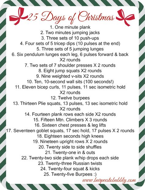 Happy Friday, B2B readers! I hope you've had a good week. Mine has been good... let's catch up quickly! Tuesday- We got so much snow! I went to the post office at 3pm and there was no snow. When I ... Christmas Workout Challenge, Christmas Workouts, Themed Workouts, Wod Workouts, Gym Christmas, Tuesday Workout, Plie Squats, Christmas Workout, Monthly Challenges