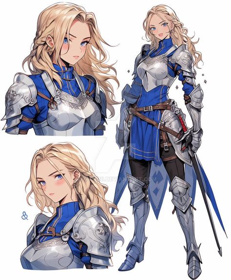 Anime Knight, Female Armor, Female Character Concept, Female Knight, Knight Art, Anime Warrior, Poses References, Warrior Girl, Fantasy Armor