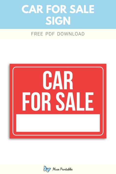 Free printable "Car For Sale" sign template in PDF format. Download it at https://museprintables.com/download/sign/car-for-sale/ For Rent Sign, Speed Limit Signs, Danger Signs, Sale Sign, Download Sign, Car For Sale, For Sale Sign, Sign Templates, Printable Signs