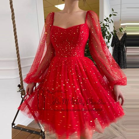 Dress Knee Length Formal, Homecoming Dresses Knee Length, Red Hoco Dress, Prom Dresses Long Sleeves, Chic Prom Dresses, Custom Made Prom Dress, Hoco Dresses Long Sleeve, Mini Homecoming Dresses, Cheap Homecoming Dresses