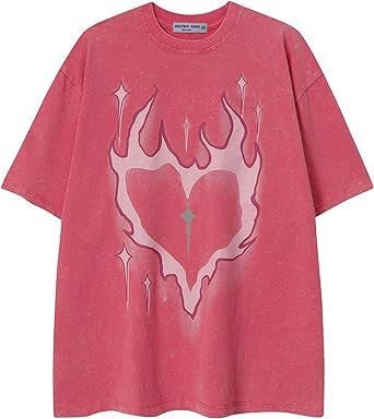 Heart Shirt Design, Heart Flame, Retro Summer Outfits, Oversize Style, Top Streetwear Brands, Aelfric Eden, 150 Lbs, 110 Lbs, Cotton Clothing