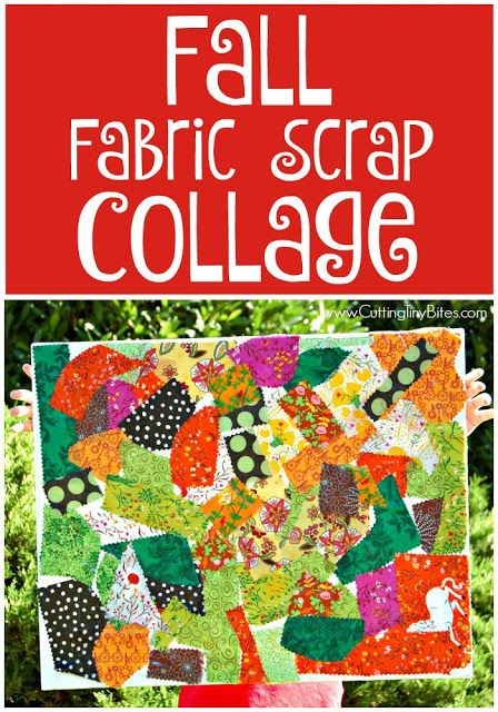 Fall Fabric Scrap Collage. Process art for toddlers, preschoolers, or elementary kids. Bright and colorful, great way to make REAL art with children and use up some fabric scraps while you're at it! Process Art For Toddlers, Scrap Collage, Clothes Study, Clothing Study, Tiny Bites, Recycling For Kids, Art For Toddlers, Fall Activities For Kids, Preschool Fall