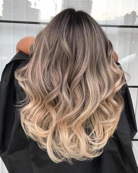 Do you often find yourself asking what is the difference between balayage and ombre? Both are among the hottest hair trends for everyday women and celebrities alike; sporting a gradual color transition from dark to light, balayage and ombre give us low-maintenance, lived-in color. If you know you want highlights but aren’t sure what to … Lavender Hair Ombre, Natural Dark Hair, Dark Ombre Hair, Brown Ombre Hair, Ombre Hair Blonde, Brown Blonde Hair, Ombre Hair Color, Hair Color Balayage, Blonde Ombre