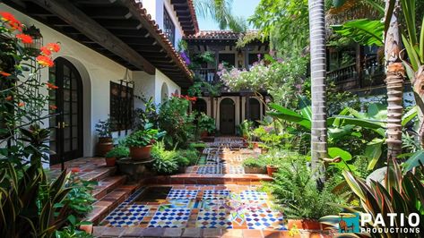 What Is Spanish Patio Design? And Is It Right For You Spanish Patio Ideas, Spanish Style Courtyard, Spanish Patio, Lush Greenery, Spanish Style, Patio Ideas, Patio Design, Outer Space, Outdoor Living Space