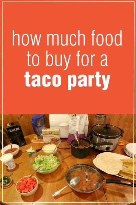 How Much Food to Buy for a Taco Party for 12 People via Chrystina Noel Nacho Bar For 100 People, How Much Taco Meat For 25 People, Affordable Party Food, Taco Night Party, Taco In A Bag, Nacho Taco, Soft Taco Shells, Taco Bar Party, Buffet Set Up