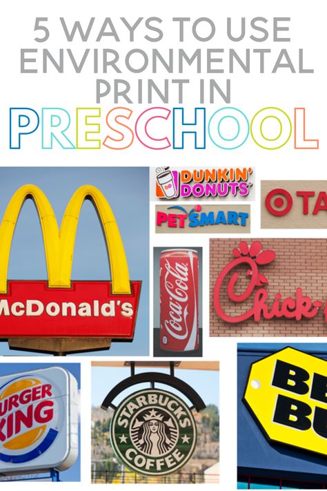 Environmental Signs For Preschool, Literacy Rich Classroom Environment, Prek Environmental Print, Environment Print Preschool, Environmental Print Preschool, Class Books Preschool, Environmental Print Book, Esl Adults, Prek Learning