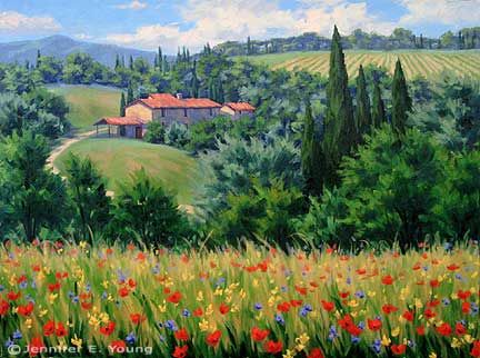 You can see more details about the painting at my website in the Italian Landscape section. Italian Landscape Paintings, Italy Countryside, Villa Landscape, Oil Painting Artwork, Landscape Mural, Tuscany Landscape, Beautiful Landscape Paintings, Italian Landscape, France Italy