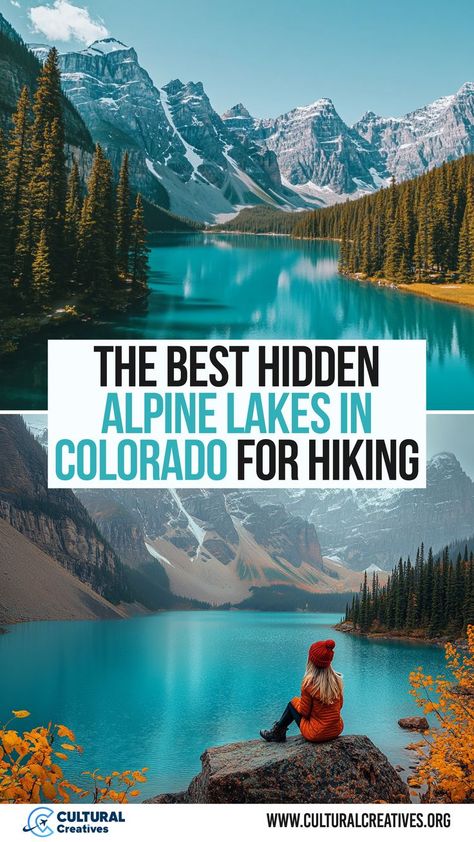 A serene view of The Best Hidden Alpine Lakes in Colorado for Hiking, with turquoise waters, snow-capped mountains, and lush evergreen forests. Lakes In Colorado, Hikes In Colorado, Camping Colorado, Seeking Peace, Rv Camping Tips, Colorado Hiking, Beauty In Nature, Clear Lake, Alpine Lake