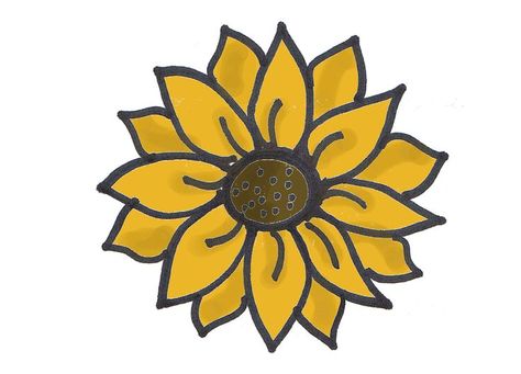 Cute Small Sunflower Tattoos, Sun Flower Drawing Doodles, Sunflower Drawing Simple, Draw Sunflower, Draw Sun, Clipart Drawings, Sunflower Tattoo Simple, Sunflower Sketches, Simple Draw