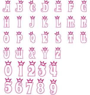 Curved Lettering 1 Machine Embroidery Design Set (DHD) Tattoo Fonts Numbers, Princess Font, Fonts Numbers, Crown Applique, Alphabet Capital Letters, Princess Crowns, Home Embroidery Machine, Disney Alphabet, Home Embroidery