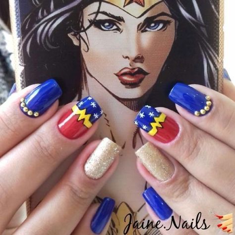 Wonder Woman Nails, Superhero Nails, Marvel Nails, Glamorous Nails, Nails For Kids, Disney Nails, Popular Nails, Nail Designs Spring, Creative Nails