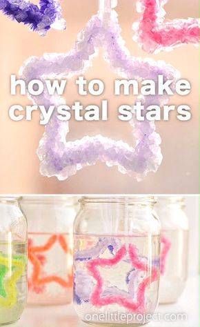 Vetenskapliga Experiment, Making Crystals, Borax Crystals, How To Make Crystals, Cone Crafts, Diy Crafts For Girls, Kid Experiments, Science Experiments Kids, Crystal Stars