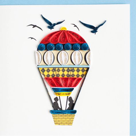 Quilling Hot Air Balloon, Birthday Card Ideas, Construction Paper Crafts, Origami And Quilling, Art Quilling, Quilled Paper Art, Quilled Creations, 3d Quilling, Quilling Paper Craft