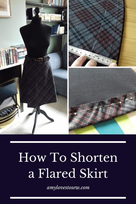 Looking for hem sewing tips when working with a circular hem? Whether you are creating a short aline skirt or a knee length flared skirt, use the gathering method to deal with the additional fabric. Click through to read this clothing alteration tutorial, it will show you how to keep your circular hems nice and flat. #sewingprojectsclothes #sewingtipsandtricks #sewyourownclothes #ilovesewing #learntosew Short Aline, Formal Skirts, A Line Skirt Pattern, Styling Skirts, Sewing Hems, Clothing Alterations, Sew Your Own Clothes, Sewing Challenge, Sewing Projects Clothes