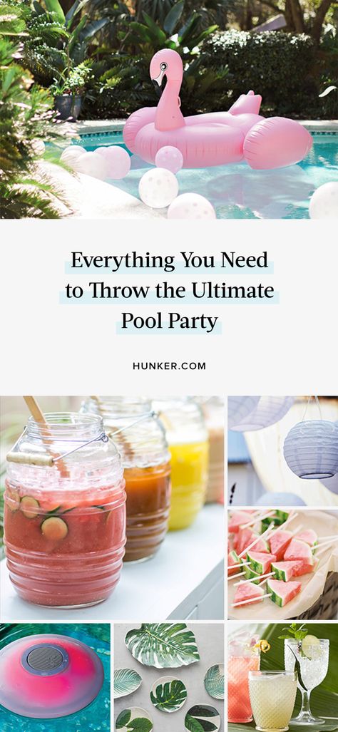 Summer is almost here, which means pool party season! Want the throw the ultimate poolside get together? Here are the key items to guarantee your party makes a memorable splash. #poolparty 30th Bday Pool Party, 21st Birthday Pool Party Decorations, Grown Up Pool Party Ideas, Pool Party Teen Ideas, Pool Party Essentials List, Tea Party Pool Party, Pool Party Ideas For Women, Pool Party Themes For Teens, Bridesmaid Pool Party