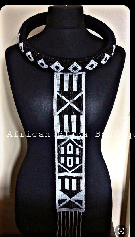 Long beaded Ndebele Hoop ISIGOLWANI | Etsy Ndebele Print Outfits, Ndebele Print, Ndebele Traditional Attire, Egyptian Goddess Costume, Native Outfits, Beaded Gloves, South African Traditional Dresses, Traditional Accessories, Beaded Shoes