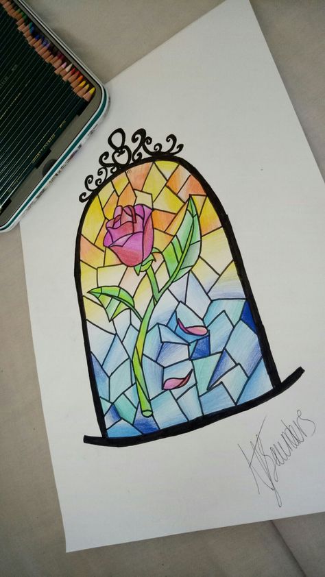 Beauty And The Beast Rose Glass Painting, Beauty And The Beast Painting Easy Canvas, Watercolor Beauty And The Beast, Beauty And The Beast Mirror Drawing, Beauty And The Beast Rose Drawing Easy, Beauty And The Beast Arts And Crafts, Rose From Beauty And The Beast, The Rose From Beauty And The Beast, Beauty And The Beast Rose Painting