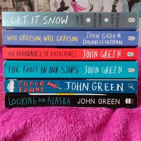 John Green books, Looking for Alaska, the fault in our stars,  an abundance of Katherines, will grayson, will grayson and let it snow. John Green Books, Book Challenge, The Fault In Our Stars, Book Suggestions, John Green, Ya Books, Green Books, Books For Teens, Book Addict