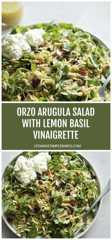 Orzo Arugula Salad, Orzo Arugula, Lemon Basil Vinaigrette, Life Made Simple, Desayuno Keto, Basil Vinaigrette, Salad With Lemon, Lemon Basil, Arugula Salad