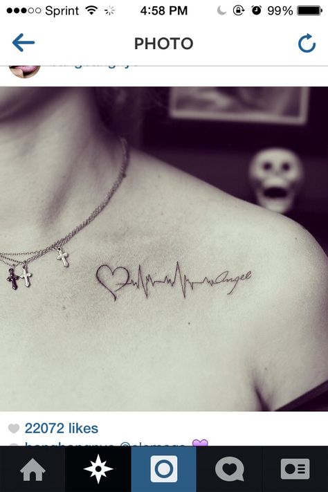 Tatuaje Ekg, Heartbeat Tattoo With Name, Pulse Tattoo, Ekg Tattoo, Clavicle Tattoo, Molecule Tattoo, Heartbeat Tattoo, Bone Tattoos, Geniale Tattoos