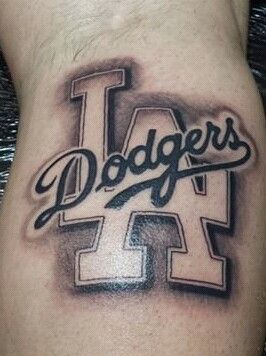 L.A Dodgers Dodger Tattoo Ideas, Dodgers Drawing, Dodger Tattoo, Dodgers Tattoo, Los Angeles Dodgers Tattoo, Cali Tattoo, Tattoo Calligraphy, Baseball Tattoo, Deer Skull Tattoos