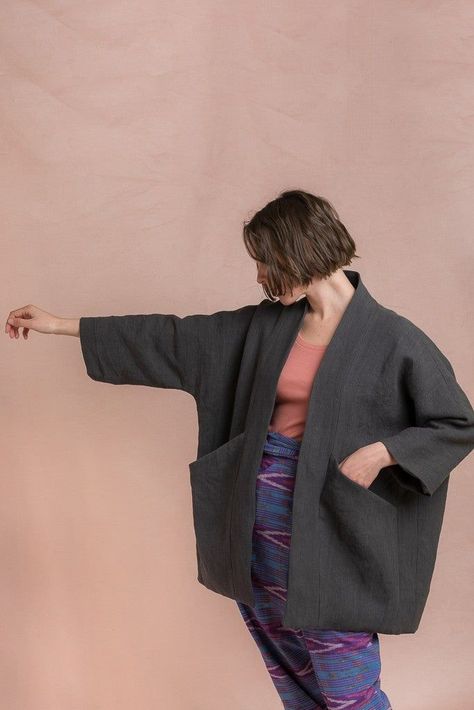 Ready to Sew Pekka Jacket - PDF SIZES 32 - 46 Traditional Japanese Clothing, Ropa Upcycling, Jacket Sewing Pattern, Jacket Sewing, Mode Kimono, Japanese Clothing, Jacket Pattern Sewing, Wool Flannel, Sewing Blogs